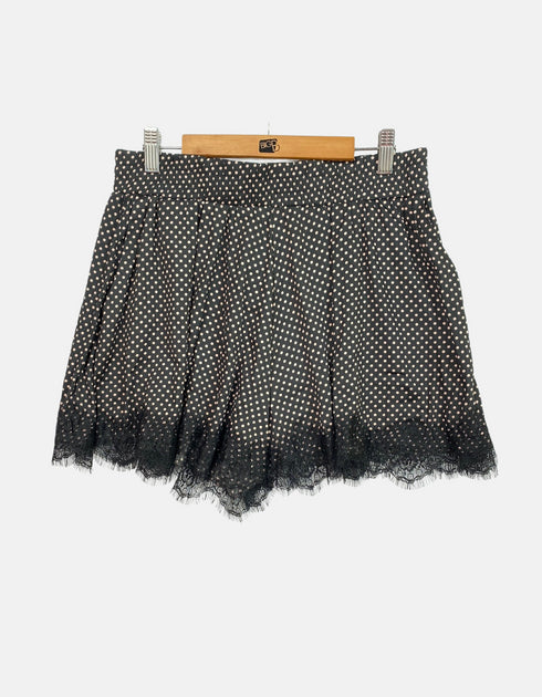 Polka Dot High-Waisted Shorts with Lace Trim